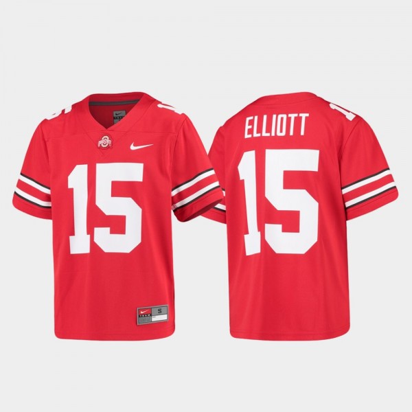 Ohio State Buckeyes Ezekiel Elliott Youth #15 Game Alumni Scarlet College Football Jersey 2404BMYT6